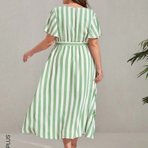Green Striped Midi Dress - Picture 5 of 8